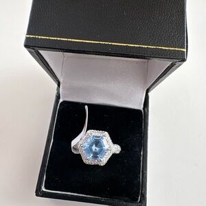 Bomb Party Sparkling Perfection Ring RG44606 Aquamarine Spinel Rhodium Plating